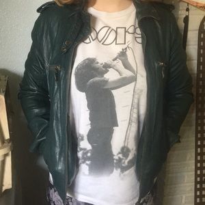 Papaya green leather jacket